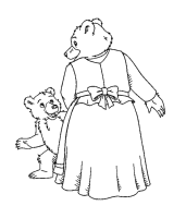 A coloring page of little bear